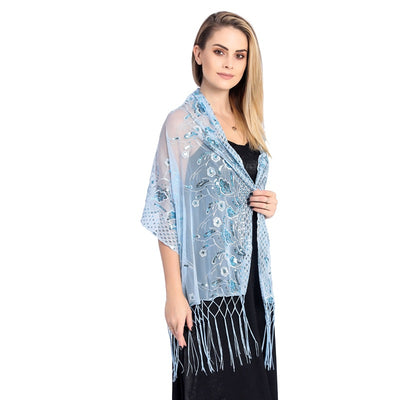 Chal de Gala Elegante con Lentejuelas y Borlas para Novia - Image 25