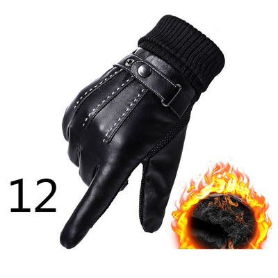 Guantes de Cuero para Moto Invierno Plus Forro Terciopelo Impermeables - Image 56