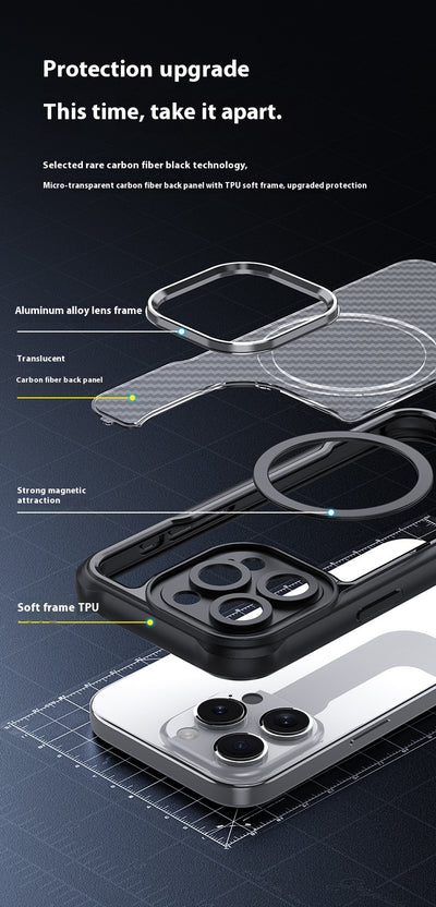 Funda Magnética de Fibra de Carbono Transparente para Celular - Image 9