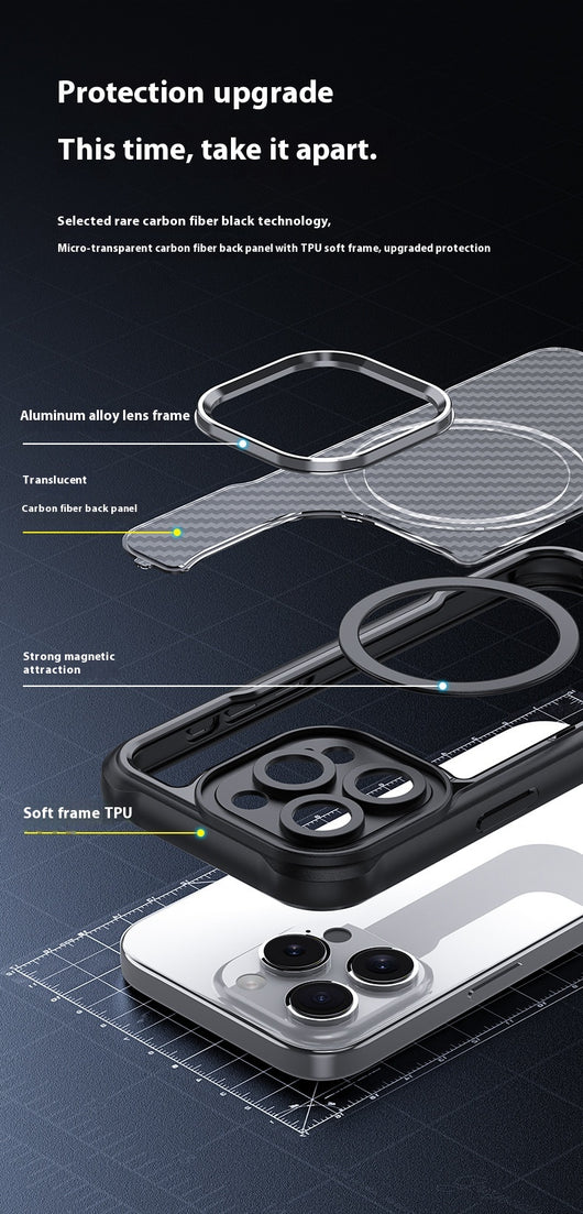 Funda Magnética de Fibra de Carbono Transparente para Celular - Image 9