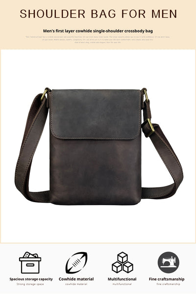 Mochila Crossbody de Cuero Crazy Horse para Hombre - Bolsa iPad Minimalista - Image 14
