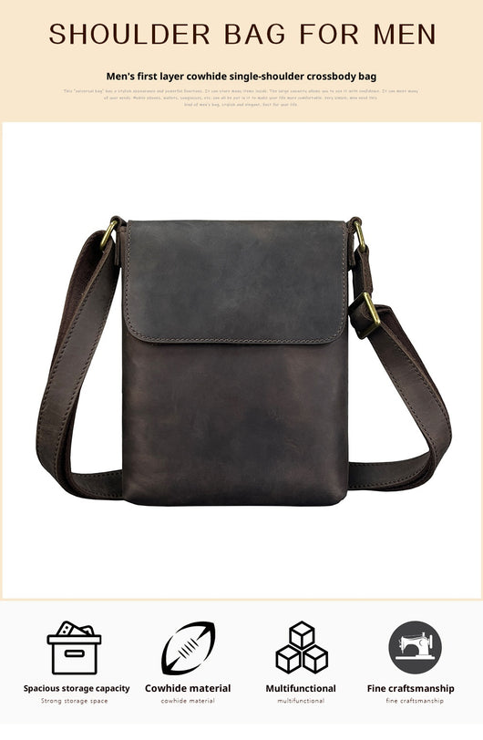 Mochila Crossbody de Cuero Crazy Horse para Hombre - Bolsa iPad Minimalista - Image 14