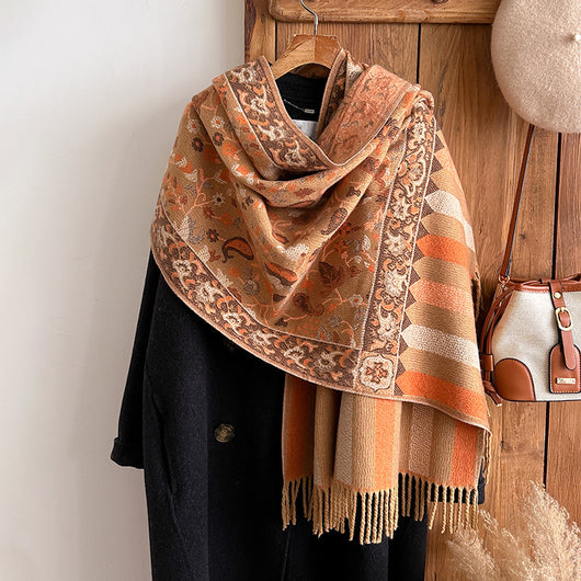 Bufanda Étnica Otoño-Invierno con Flores y Borlas de Hilo Hilado - Image 17