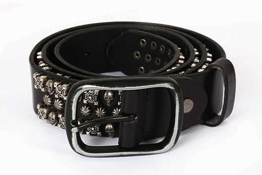 Cinturón de Cuero Genuino para Hombre Estilo Punk con Remaches y Calavera - Image 17