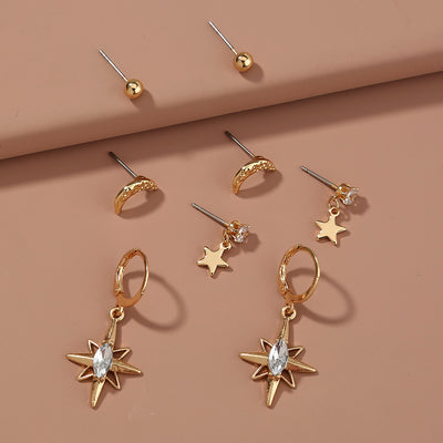 Set de 4 Aretes Lunares Brillantes - Diseño Moderno - Image 2