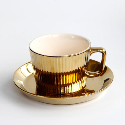 Juego de Taza de Café de Cerámica Esmaltada con Platillo - Image 4