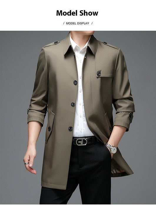 Abrigo Tipo Gabardina Casual Largo para Hombre - Image 18