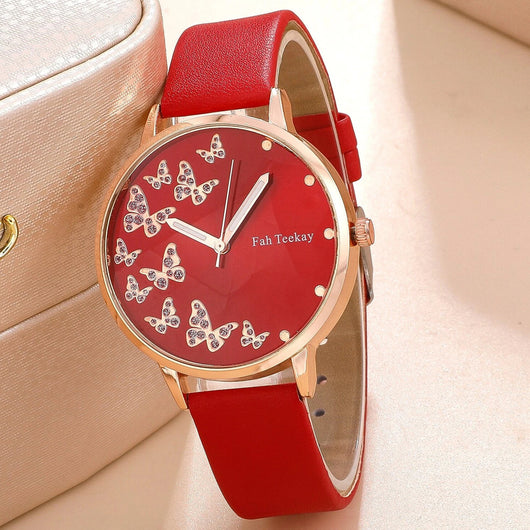 Reloj de Pulsera Dama Elegancia Temperamento con Banda Ajustable y Diamantes Mariposa - Image 13