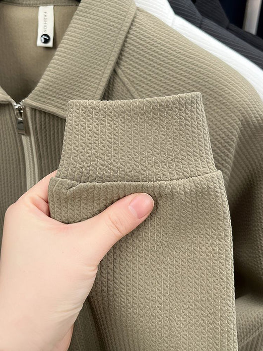 Polo Manga Larga con Textura Waffle y Cierre Medio - Estilo Americano - Image 39
