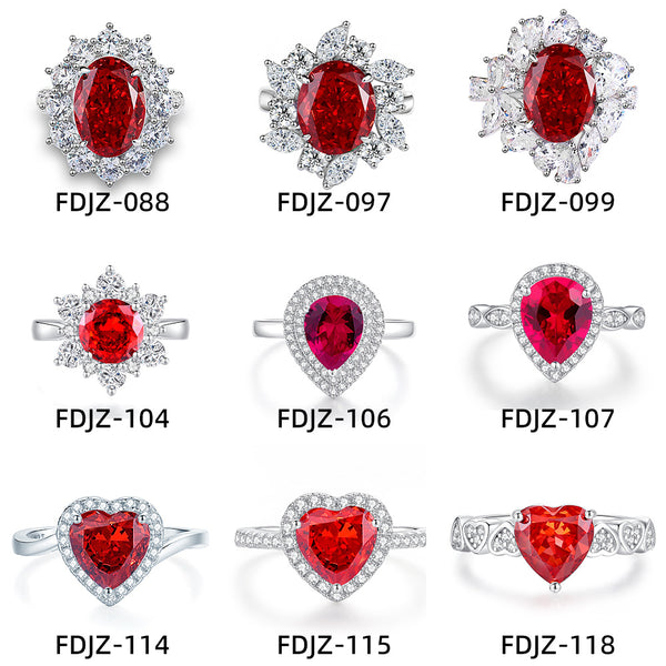 Anillo Vintage Rubí Rojo Sangre de Paloma con Diamante T Square en Plata 925