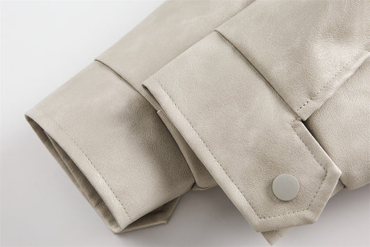 Abrigo de Cuello Alto en Cuero Genuino para Hombre - Primavera y Otoño - Image 16