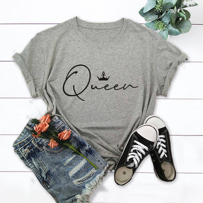 Playera Suelta Cuello Redondo Estampado Corona Queen - Image 4
