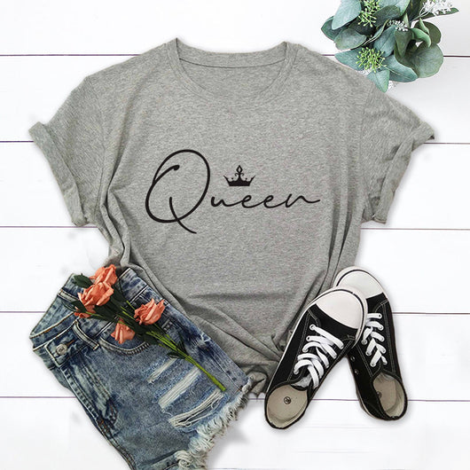 Playera Suelta Cuello Redondo Estampado Corona Queen - Image 4