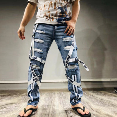 Jeans Slim Fit Azul Marino con Cierre y Rotos Modernos - Image 12