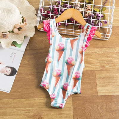 Traje de Baño Infantil Niña Sandía con Flores 3D - Bikini Estampado - Image 7