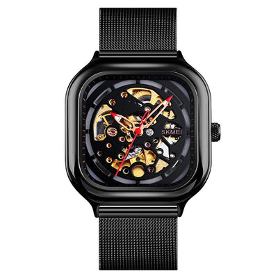 Reloj Mecánico Automático Resistente al Agua con Pulsera Malla y Diseño Hueco Cuadrado - Image 14