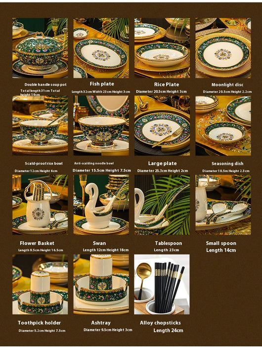 Juego de Vajilla de Porcelana Esmaltada Estilo Hogar - Image 7