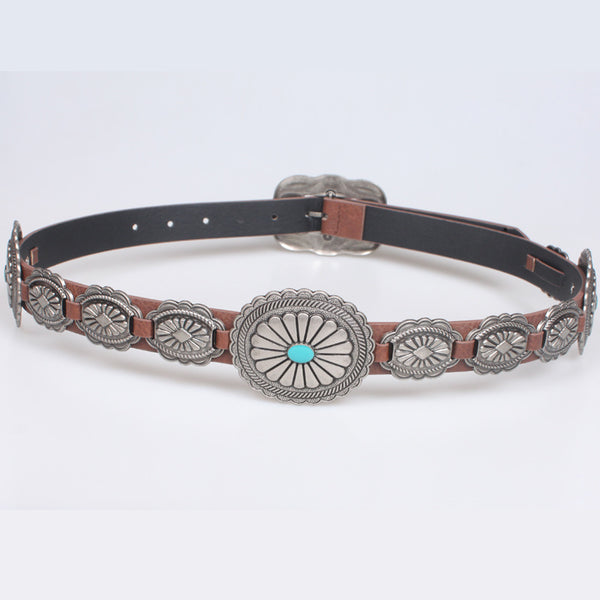 Cinturón Retro Ancho para Mujer con Accesorios Denim