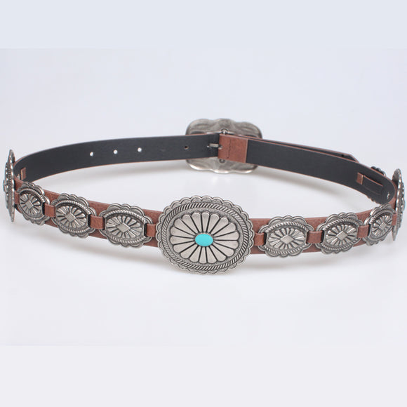 Cinturón Retro Ancho para Mujer con Accesorios Denim