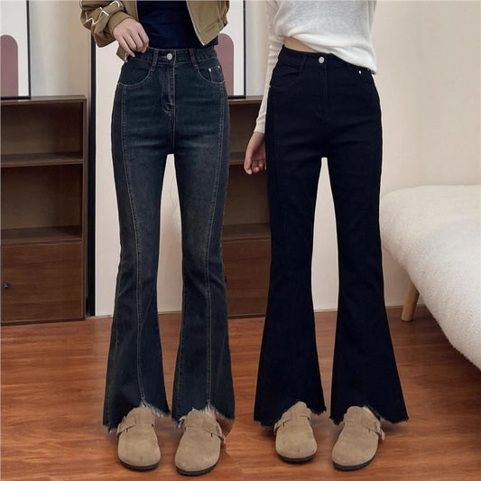 Jeans Plus Size para Mujer con Detalles de Corte y Borlas