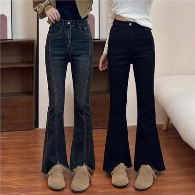 Jeans Plus Size para Mujer con Detalles de Corte y Borlas