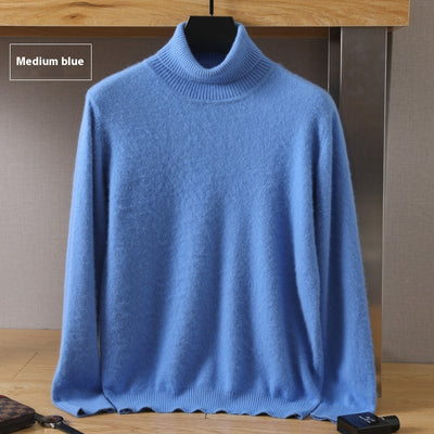 Suéter Pullover de Cuello Alto Holgado en Visón para Hombre - Invierno - Image 10