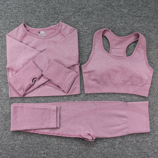 Conjunto Deportivo 3 Piezas: Top Manga Larga, Sostén y Pantalones para Yoga - Image 9
