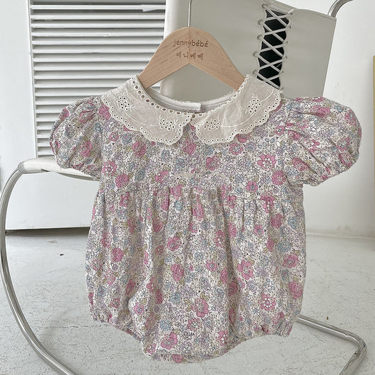 Enterizo Floral para Bebé con Cuello Muñeca y Mangas Abullonadas - Image 8