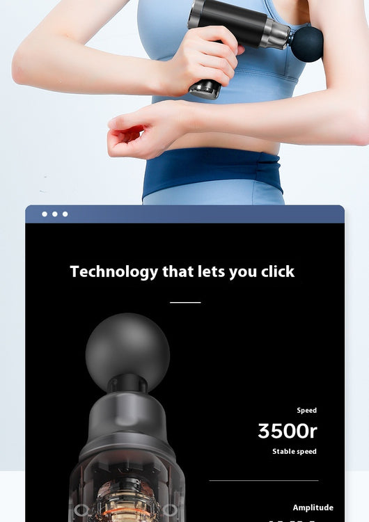 Black mini massage gun with a spherical head attachment and an LCD screen showing "32" with power and intensity buttons. - Image 10