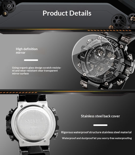 Reloj Deportivo Multifunción Dual Display en Aleación Multicolor - Image 12