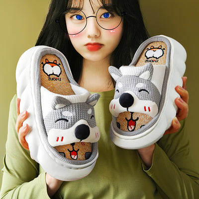 Pantuflas de Lino para Mujer Suela Gruesa Cuatro Estaciones - Image 7