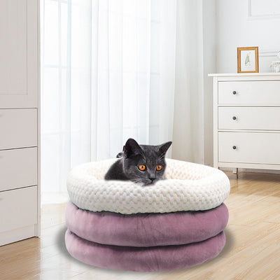 Cama Redonda Semiabierta de Terciopelo para Mascotas - Descanso Profundo