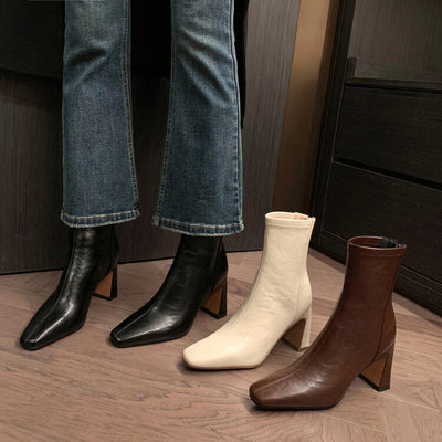 Botas de Tacón Alto Estilo Francés en Cuero Genuino para Mujer - Image 22