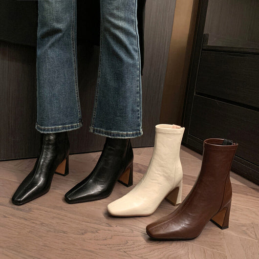 Botas de Tacón Alto Estilo Francés en Cuero Genuino para Mujer - Image 22