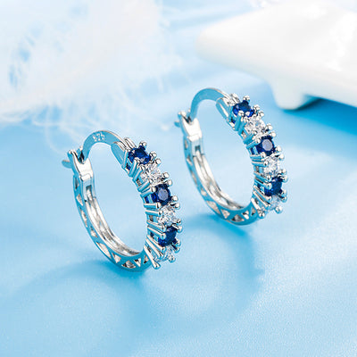 Aretes de Diamantes y Cristal Azul Zircón - Diseño Europeo Elegante - Image 9