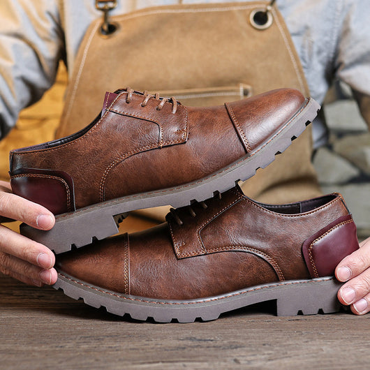 Zapatos de Cuero para Hombre Estilo Retro Casual con Diseño Moderno - Image 3