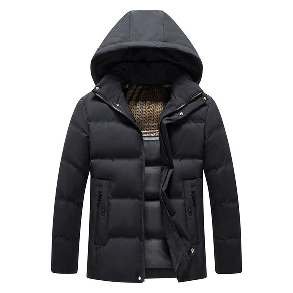 Abrigo Acolchado de Algodón para Hombre con Capucha Desmontable Forrada en Polar