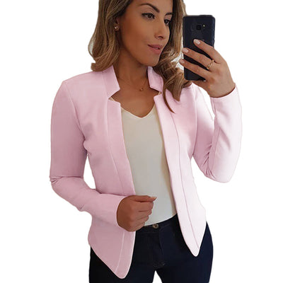 Cardigan Blazer de Manga Larga Color Sólido - Talla Pequeña - Image 7
