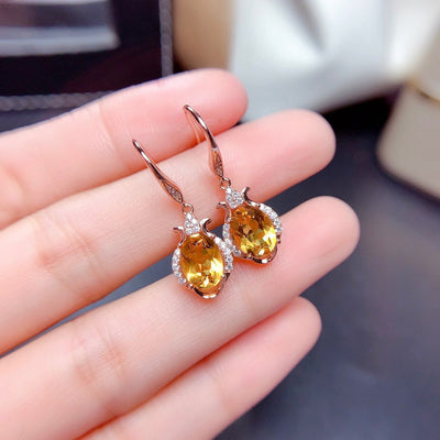 Aretes de Citrino Plata Pura - Brillo Cristalino Femenino - Image 3