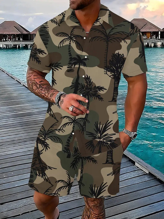 Traje Hawaiano Hombre 3D Estampado Manga Corta - Image 23