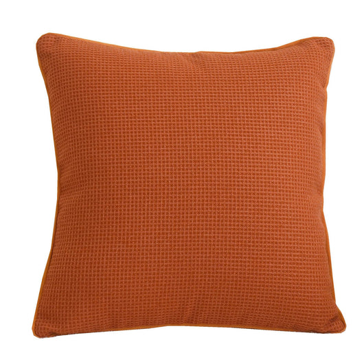 Funda de Almohada Cuadros Naranja en Algodón y Lino - Image 2