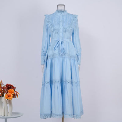 Falda Larga Elegante con Blusa Bordada y Mangas Linterna Ajustadas - Image 20