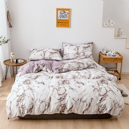 Juego de Funda Nórdica y Almohada con Patrón de Mármol - Image 5