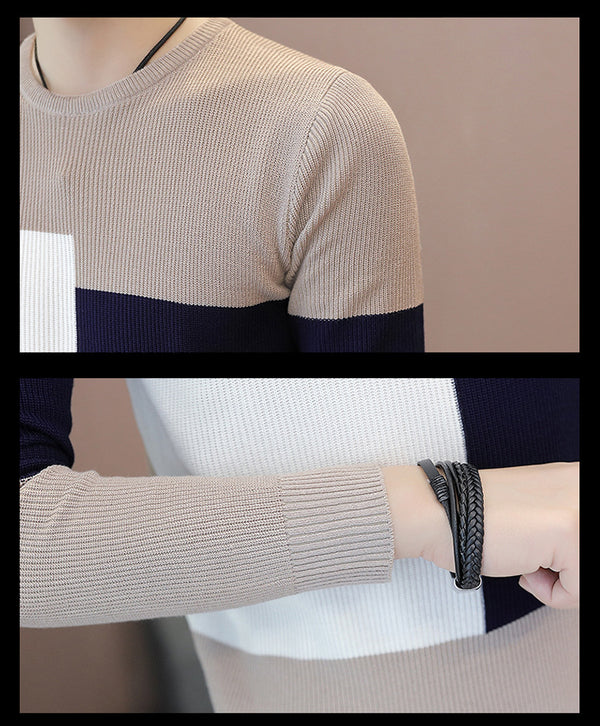 Suéter Tejido Cuello Redondo Estilo Coreano para Hombre