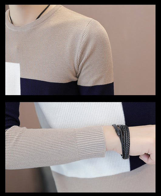 Suéter Tejido Cuello Redondo Estilo Coreano para Hombre - Image 2