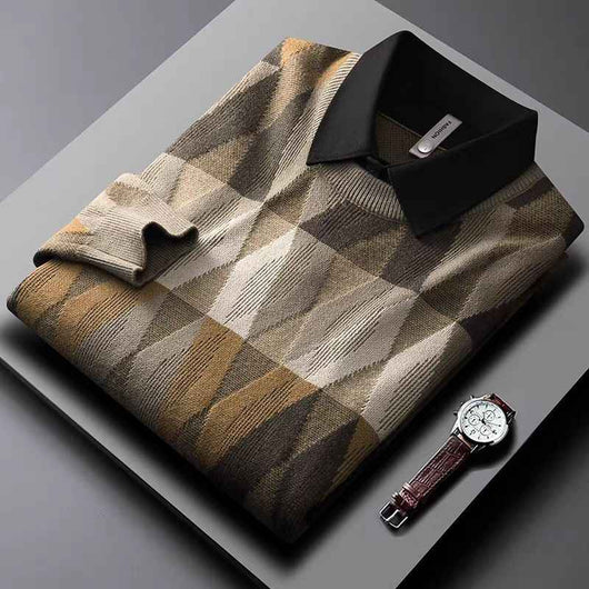 Camisa Térmica Hombre Diseño Geométrico Bicolor con Efecto Dos Piezas