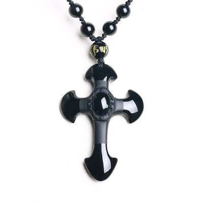 Colgante Cruz de Obsidiana Natural - Collar Protector - Image 9