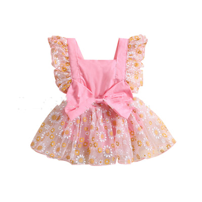 Vestido Floral Niña Verano con Mangas Volantes en Malla - Image 9