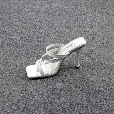 Sandalias de Tacón Alto Coreanas Versátiles para Mujer Talla Grande