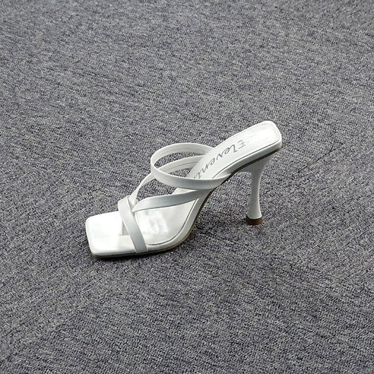 Sandalias de Tacón Alto Coreanas Versátiles para Mujer Talla Grande